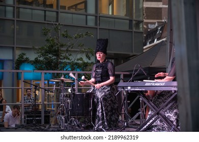 New York, USA - 08 12 2022: DakhaBrakha, Ukrainian Folk Music Quartet Live Concert Against Russian War In Ukraine