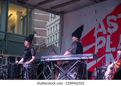 New York, USA - 08 12 2022: DakhaBrakha, Ukrainian Folk Music Quartet Live Concert Against Russian War In Ukraine