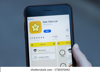 New York, USA - 1 May 2020: Kids ToDo List App Logo Close-up On Phone Screen, Illustrative Editorial.