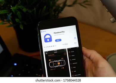 New York, USA - 1 May 2020: Pandora Pro App Icon Logo On Mobile Phone Screen Close-up, Illustrative Editorial.