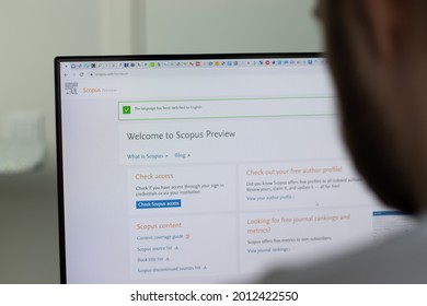 New York, USA - 1 May 2021: Scopus Company Website On Screen, Illustrative Editorial