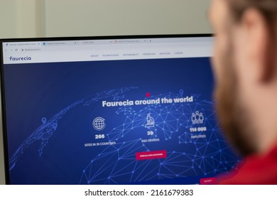 New York, USA - 1 May 2021: Faurecia Company Website With Logo On Screen, Illustrative Editorial