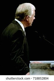 New York New York, USA, 14th July, 1992
Former United States President James Carter Addresses The 1992 Democratic Nominating Convention From The Stage At Madison Square Garden. 
