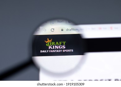 New York, USA - 15 February 2021: DraftKings Website In Browser With Company Logo, Illustrative Editorial