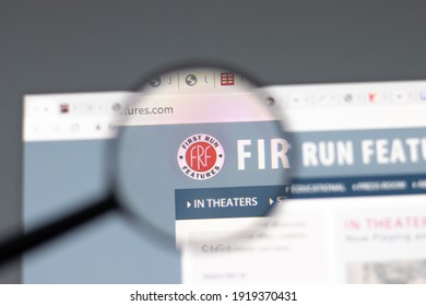 New York, USA - 15 February 2021: First Run Features Website In Browser With Company Logo, Illustrative Editorial