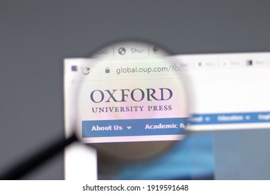 New York, USA - 15 February 2021: Oxford University Press website in browser with company logo, Illustrative Editorial
