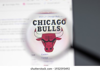 New York, USA - 15 February 2021: Chicago Bulls website in browser with company logo, Illustrative Editorial