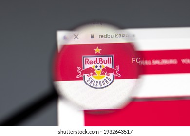 New York, USA - 15 February 2021: FC Red Bull Salzburg Website In Browser With Company Logo, Illustrative Editorial