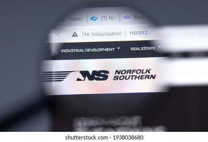 New York, USA - 15 February 2021: Norfolk Southern website in browser with company logo, Illustrative Editorial