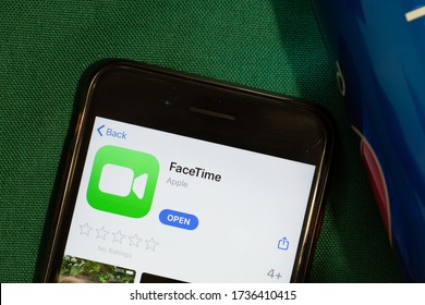 New York, USA - 15 May 2020: FaceTime Mobile App Logo On Phone Screen, Close-up Icon, Illustrative Editorial