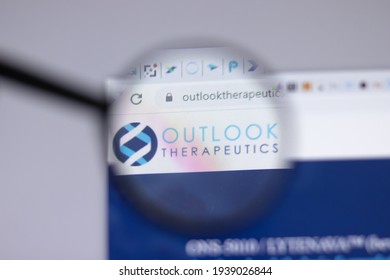 New York, USA - 18 March 2021: Outlook Therapeutics Company Logo Icon On Website, Illustrative Editorial