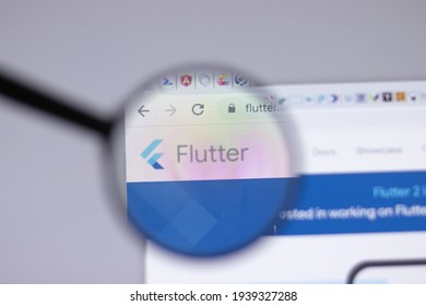 New York, USA - 18 March 2021: Flutter company logo icon on website, Illustrative Editorial