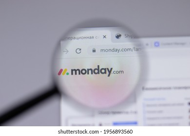 New York, USA - 18 March 2021: Monday.com Company Logo Icon On Website, Illustrative Editorial