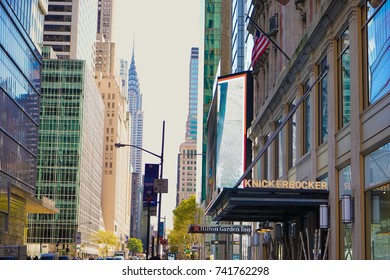 New York, USA - 23 October 2017: Exterior Of The Knickerbocker Hotel