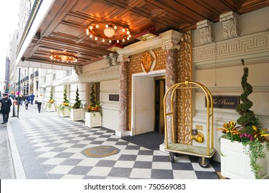 NEW YORK, USA. 25 OCTOBER 2017. Exterior Of The Pierre, An Iconic Taj Hotel