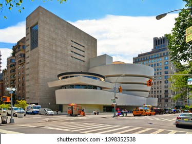 NEW YORK, USA 25.05.2016. Cityscape With The Solomon R. Guggenheim Museum Of Modern And Contemporary Art In New York, USA. Designed By Frank Lloyd 