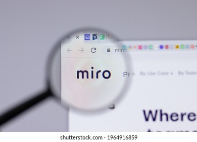 New York, USA - 26 April 2021: Miro logo close-up on website page, Illustrative Editorial