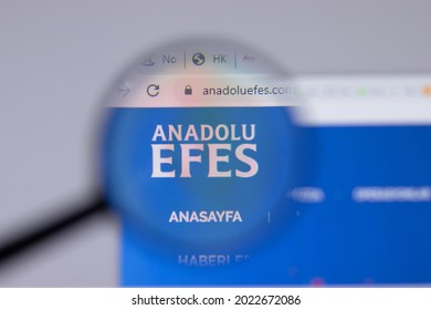 New York, USA - 26 April 2021: Anadolu Efes Beverage Logo Close-up On Website Page, Illustrative Editorial