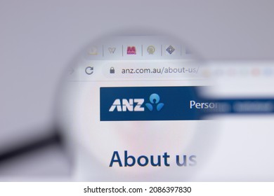 New York, USA - 26 April 2021: Australia And New Zealand Banking Group ANZ Logo Close-up On Website Page, Illustrative Editorial