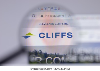 New York, USA - 26 April 2021: Cleveland Cliffs logo close-up on website page, Illustrative Editorial