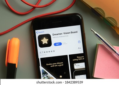 New York, USA - 29 September 2020: Dreamer Vision Board Mobile App Logo On Phone Screen Close Up, Illustrative Editorial.