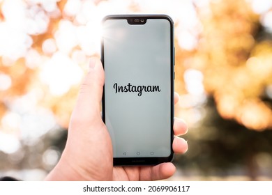NEW YORK, USA, 5.NOVEMBER 2021 : Instagram application icon on HUAWEI screen close-up. Instagram icon. Instagram application. Instagram Social media network. Social media icon - Shutterstock ID 2069906117