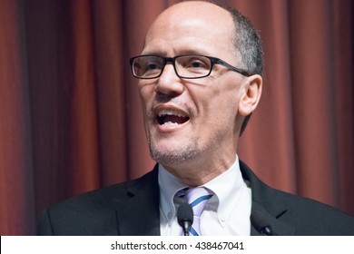 NEW YORK, USA - APRIL 13, 2016: US Labor Secretary Thomas Perez Delivers A Speech At The National Action Network 25th Annual Convention. 