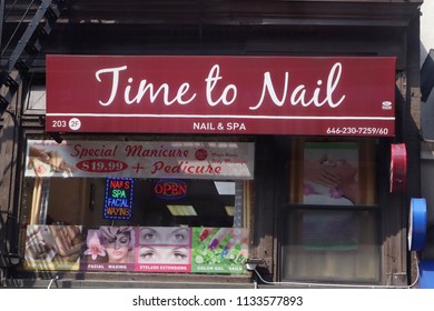 New York, New York / USA; April 16, 2018; Time To Nail Salon Photographed On July 14, 2018 In New York City.