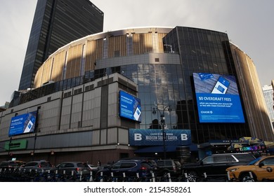 New York, New York, USA - April 19, 2022: Exterior Of Madison Square Garden