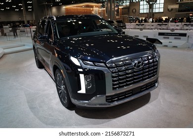 New York, New York, USA - April 23, 2022: 2023 Hyundai Palisade At The New York Auto Show