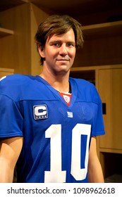 New York, USA - April 30, 2018: Eli Manning In Madame Tussauds Of New York