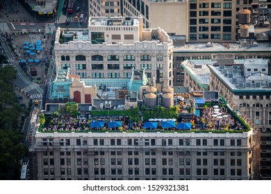 New York, USA - August 16, 2019: Rooftop Bar In Manhattan