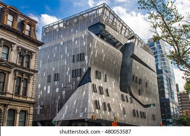 NEW YORK, USA - AUGUST 16, 2016: 41 Cooper Square Building In New York. It Was Designed By Architect Thom Mayne And Was Opened At 2009.