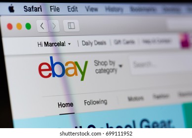 New york, USA - August 18, 2017: Ebay shopping service on laptop screen close-up. Internet shopping method