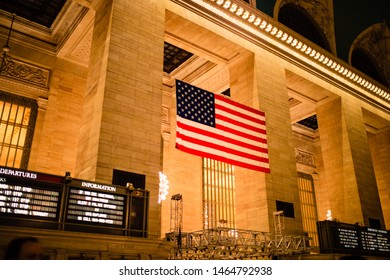 New York/ USA - August 2 2017: Grand Central Station In New York, The Outside Facade And Interior.