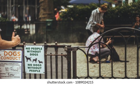 New York, USA / Circa 2017 / Dog Park Entrance