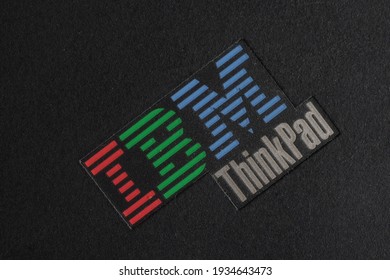 NEW YORK, USA - CIRCA MARCH 2021: IBM Sign On A ThinkPad Laptop Computer