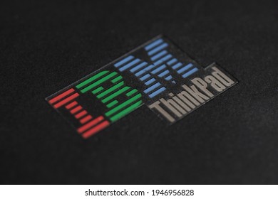 NEW YORK, USA - CIRCA MARCH 2021: IBM Sign On A ThinkPad Laptop Computer