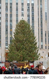 NEW YORK, USA - DEC 8, 2017: Rockefeller Center Christmas Tree 