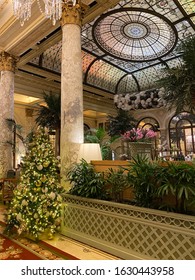 New York, USA - December 31, 2019:  Interior Of The Plaza Hotel In NYC. 