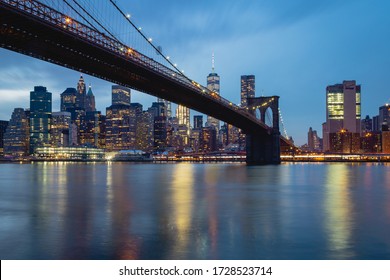 New York, USA. February, 2017. Brooklyn Bridge At Night.