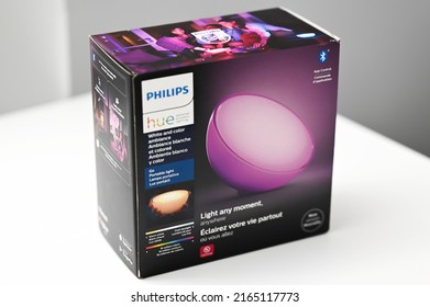 New York, USA - January 13, 2022 : Philips Hue Smart Home Lighting System Using Voice Controlled Devices, Smartphone App, Or Accessories To Control Lights