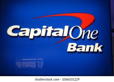 New York, New York / USA; January 26, 2018; Capital One Bank Logo Is Pictured In New York City.