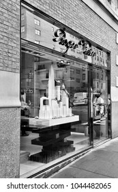 NEW YORK, USA - JULY 1, 2013: Roger Vivier Fashion Store In Madison Avenue, New York. The Famous Shoe Brand Was Established In 1937 And Has Stores In Many Countries.