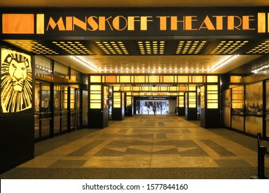 New York, USA - July 2019 : Entrance To The Minskoff Theatre