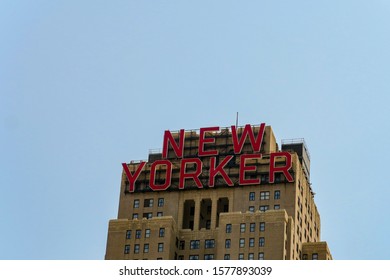 New York, USA - July 2019 : Top Of The Wyndham New Yorker Building