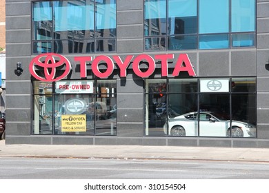 NEW YORK, USA - JULY 7, 2013: Toyota Car Dealership In New York. Toyota Motor Corporation Manufactured Almost 10 Million Cars In 2012.