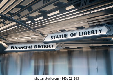 New York, USA - June 15th 2019: Empire State Building Interior Signs