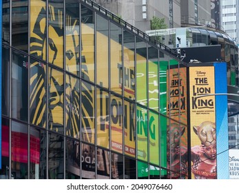 New York, USA - June 17, 2019: Image Of The Minskoff Theatre Seen From 7th Avenue.