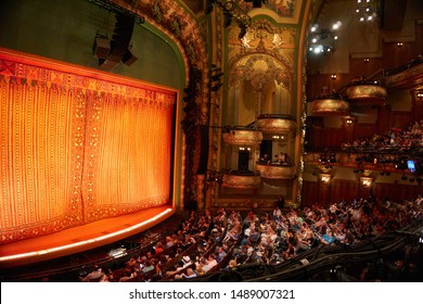 NEW YORK, USA - JUNE 2016: People visit the new Amsterdam Theatre, a Broadway theatre located at 214 West 42nd Street between Seventh and Eighth Avenues in the Theater District of Manhattan